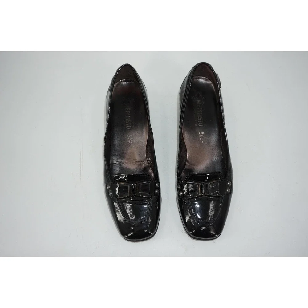 Mephisto Shoes Black‎ Patent Leather Pump Block Heel Studded Women's Size 11